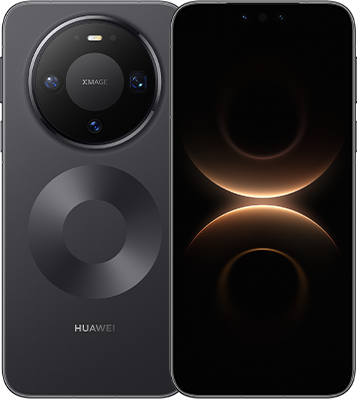 Huawei Mate 80 Pro color negro, vista trasera y frontal